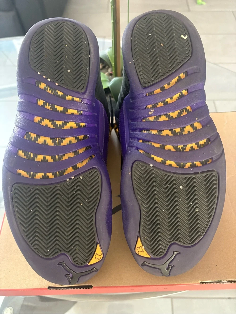 Jordan Retro High-Top Sneakers in Black and Purple with Gold Eyelets